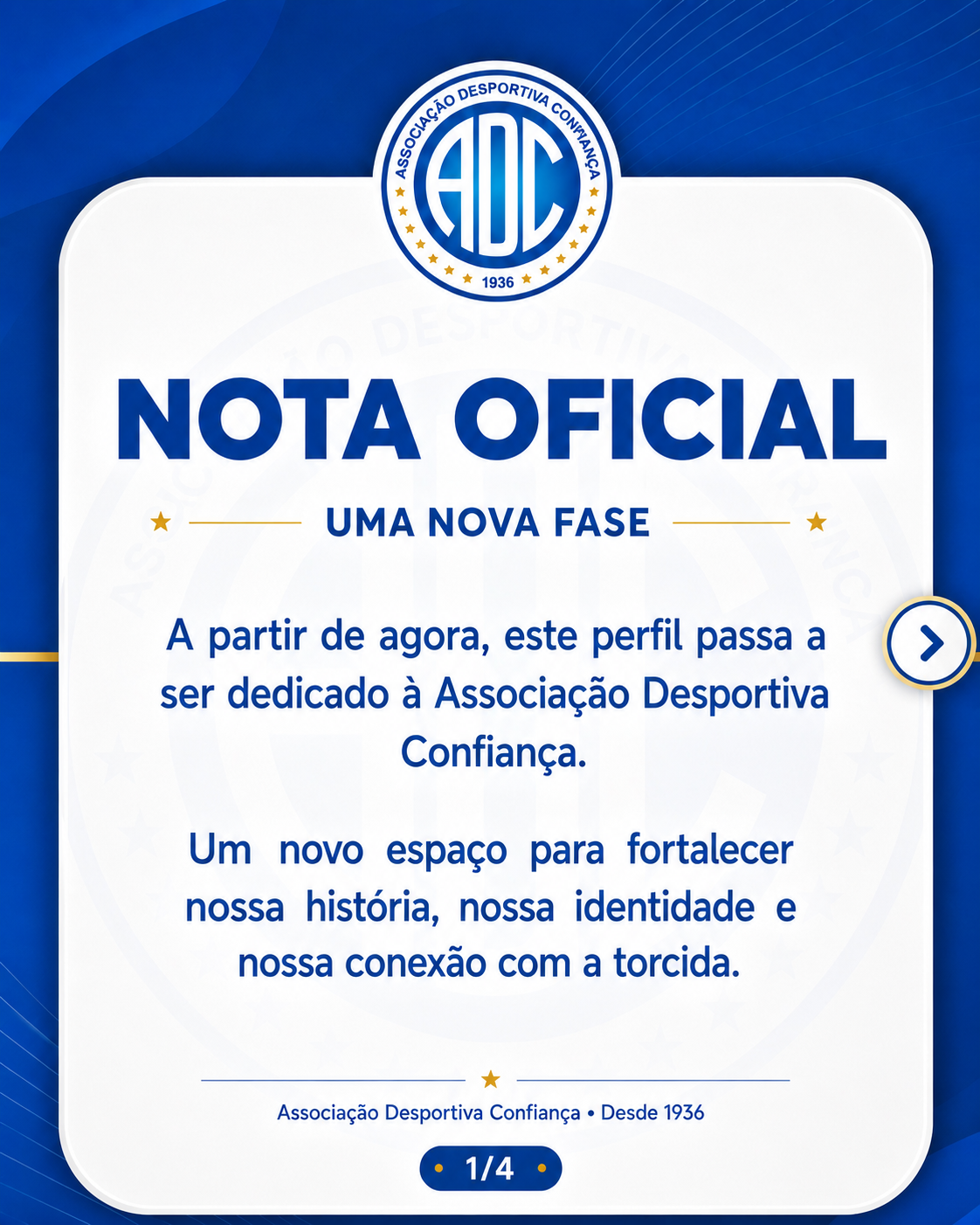 Uma nova fase para a Associação Desportiva Confiança